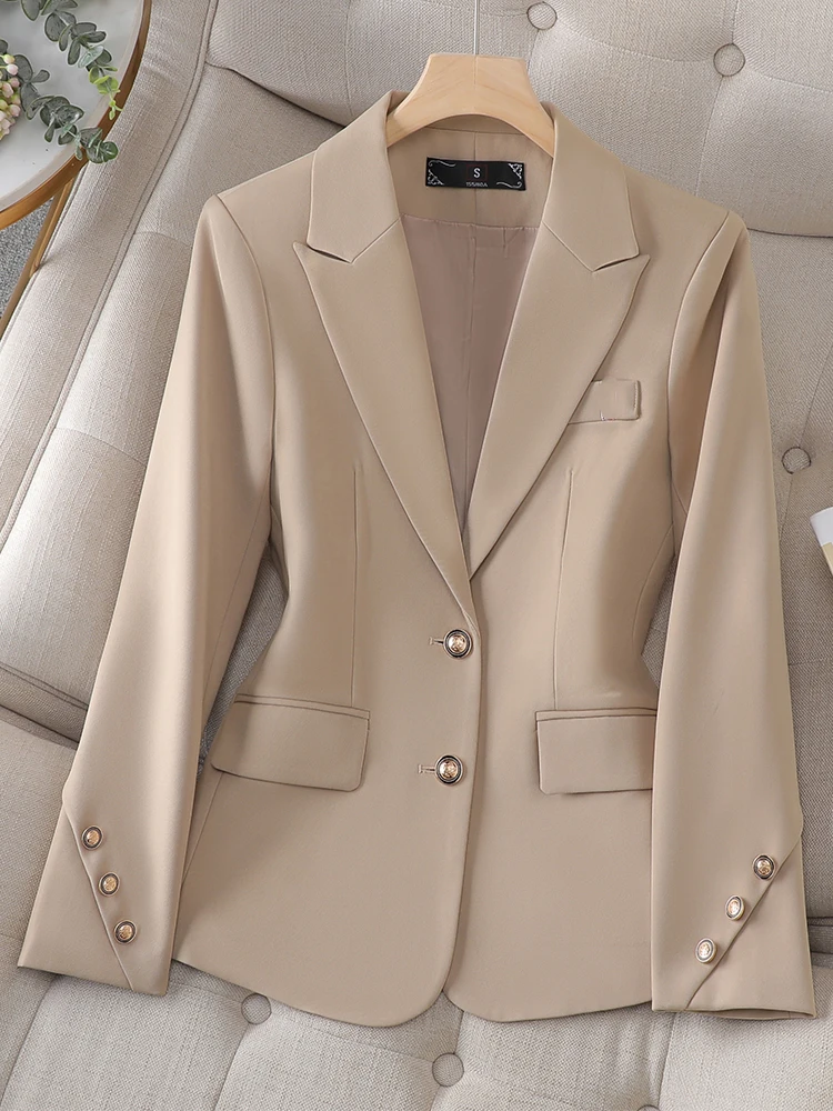 

Long Sleeve Business Work Wear Women Blazer Ladies Black Khaki Red Solid Female Slim Formal Jacket For Autumn Winter