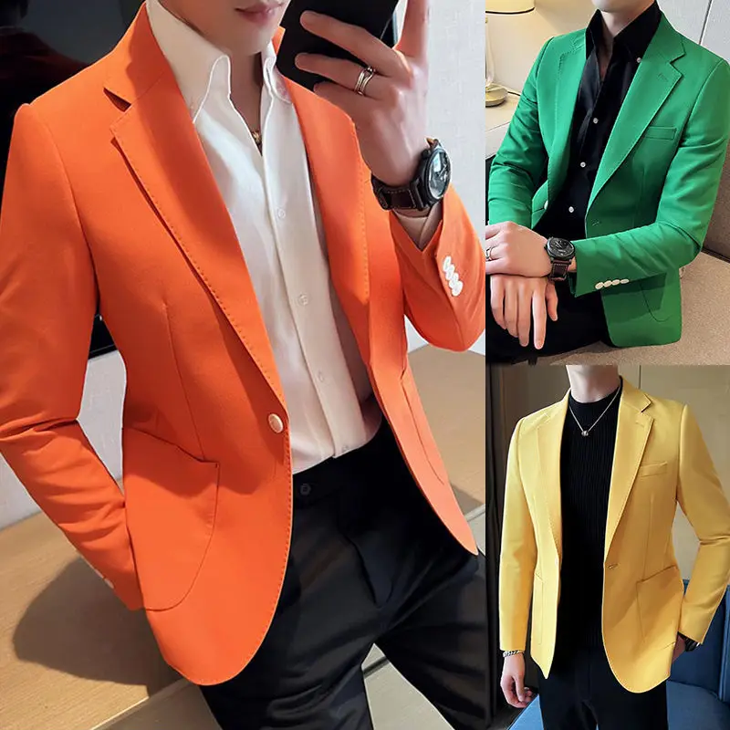 

Oversize Thin Male Blazer Plus Big Size Yellow Slim Fit Men's Suit Jackets Menswear Casual Fashion 2024 Coat New in Original