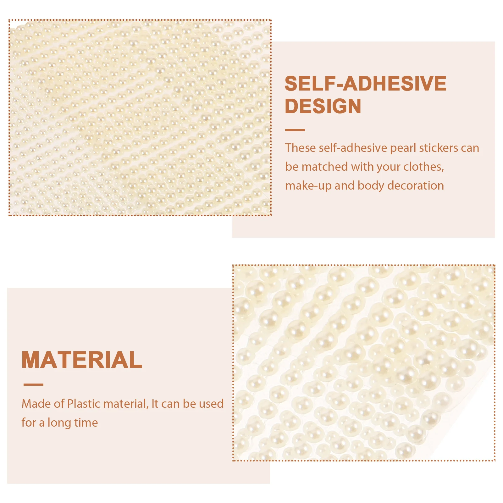 4 Sheets Stick Pearl Sticker Scrapbook Stickers Flat Back Pearls for Crafting Hair