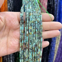 2x4mm Rectangular Cuboid Tube Beads Natural Amazonite African Turquoise Loose Beads For Bracelet Necklace Earrings Making