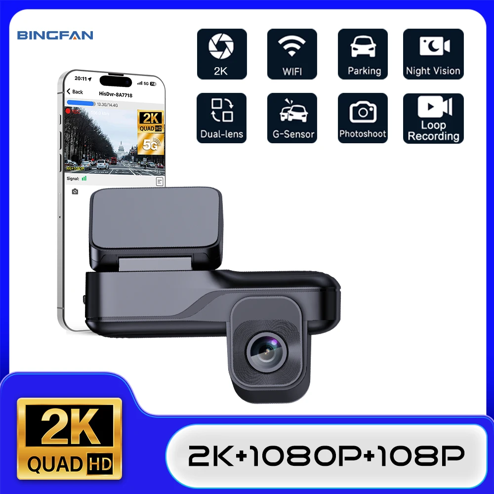 

4K Dash Cam Wi-Fi Car DVR Voice Control G-Sensor Dashcam for Car Night Vision Loop Recording 24H Parking Mode