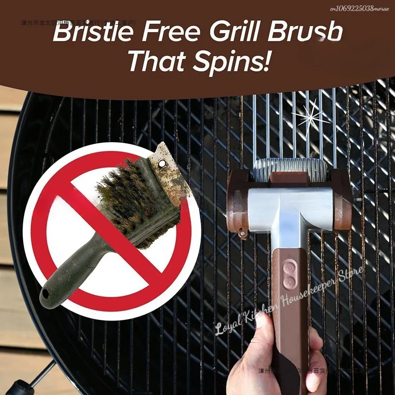 

Перезаряжаемая электрическая роликовая щетка для чистки гриля из нержавеющей стали, сменные насадки для чистки дома, аксессуары для барбекю