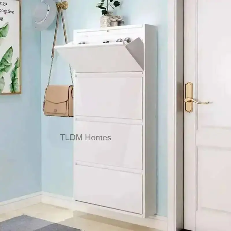 المعيشة الحديثة الأحذية الضيقة الجمالية رف أثاث غرفة المنزل مائل العمودي تخزين خشبي المدخل خزائن الأحذية k #5