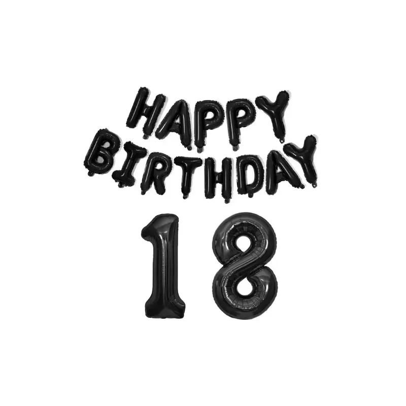 بالون أسود لعيد الميلاد السعيد الرقمي يستخدم لمستلزمات الحفلات للبالغين والأطفال10 11 14 15 16 18 25 30 35 40 50 60 70 سنة #4