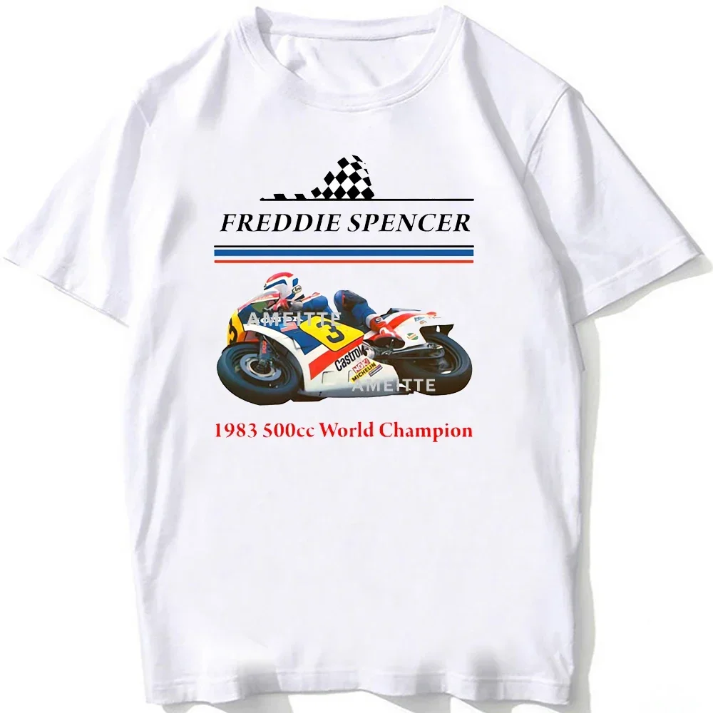 Camiseta Retro Freddie Spencer 3 GP 500cc Legend Riding para hombre, camisetas blancas informales de Hip Hop de manga corta, camisetas de aventura para motocicleta para hombre