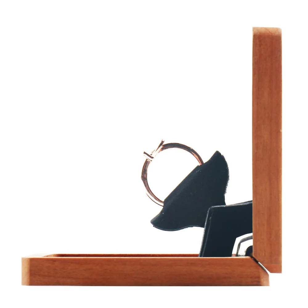 

YOYAI Personalised Proposal Ring Box Case Slim Engagement Rotating Wooden Jewelry Display Custom text Names Ring Box for Wedding