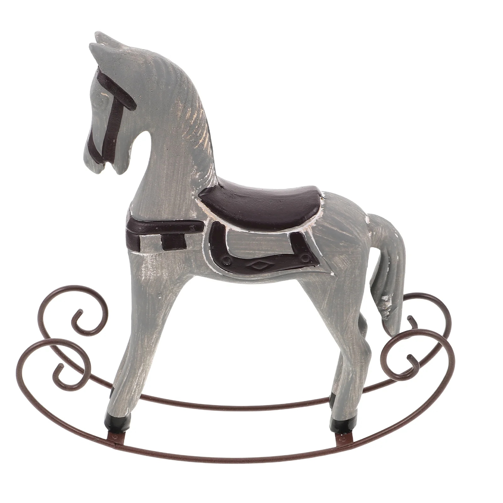 

Nordic Wooden Rocking Horse Decorative Sculpture Bookshelf Animal Desktop Home