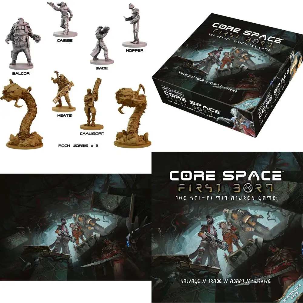 

Sci-Fi Board Game: Core Space First Born - 28mm Cyberpunk Miniatures for 40K Wargame with Modular 3D Terrain (Starter Set)