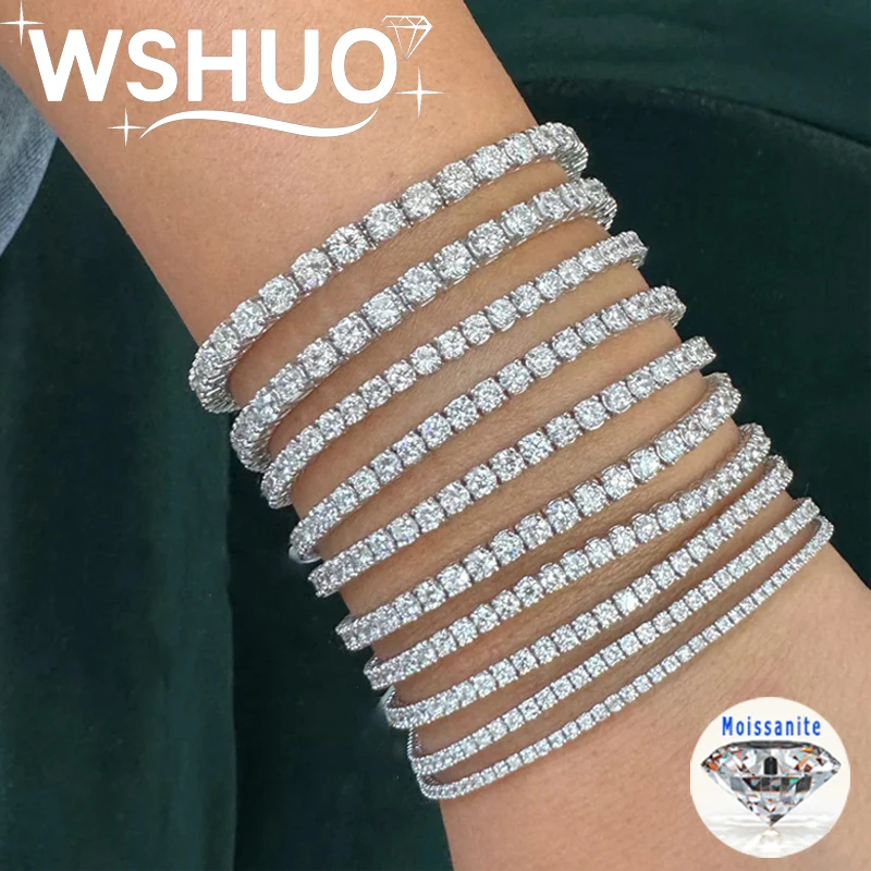 

Full Moissanite Tennis Bracelet for Women 18k Gold Plated 100% 925 Silver Lab Created Diamond hip-hop Bracelet Men Fine Jewelry