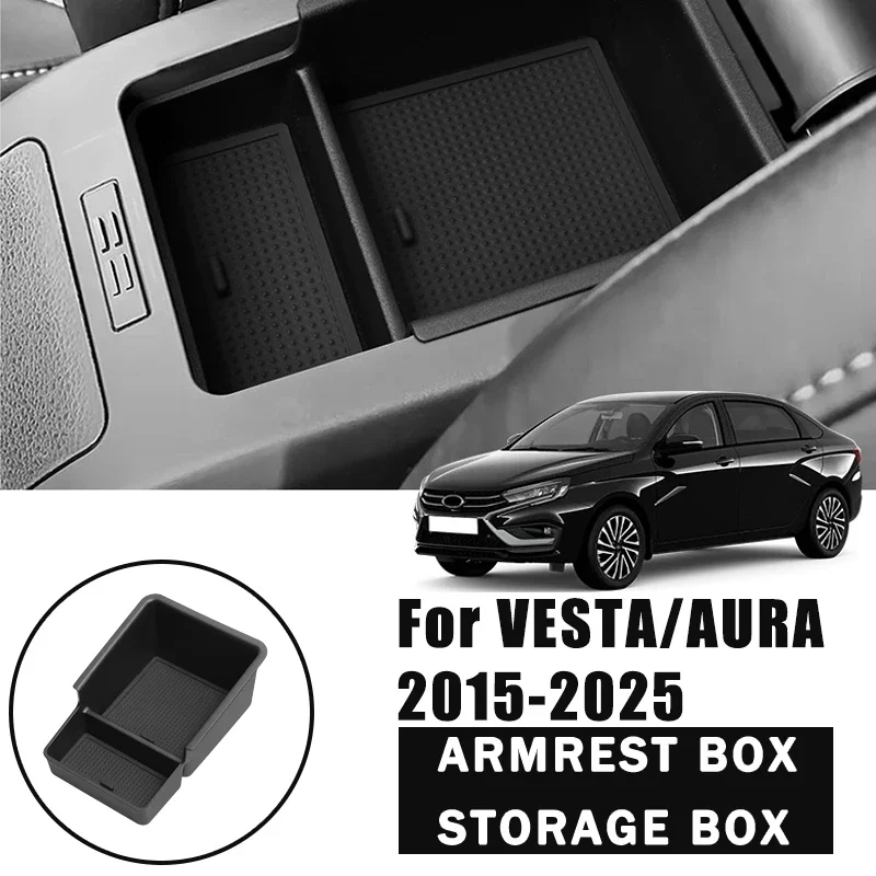 

For VESTA/AURA 2015-2025 2016 2017 2018 2019 2020 Armrest Storage Box Organizer Box Stowing Tidying Car Interior Accessories