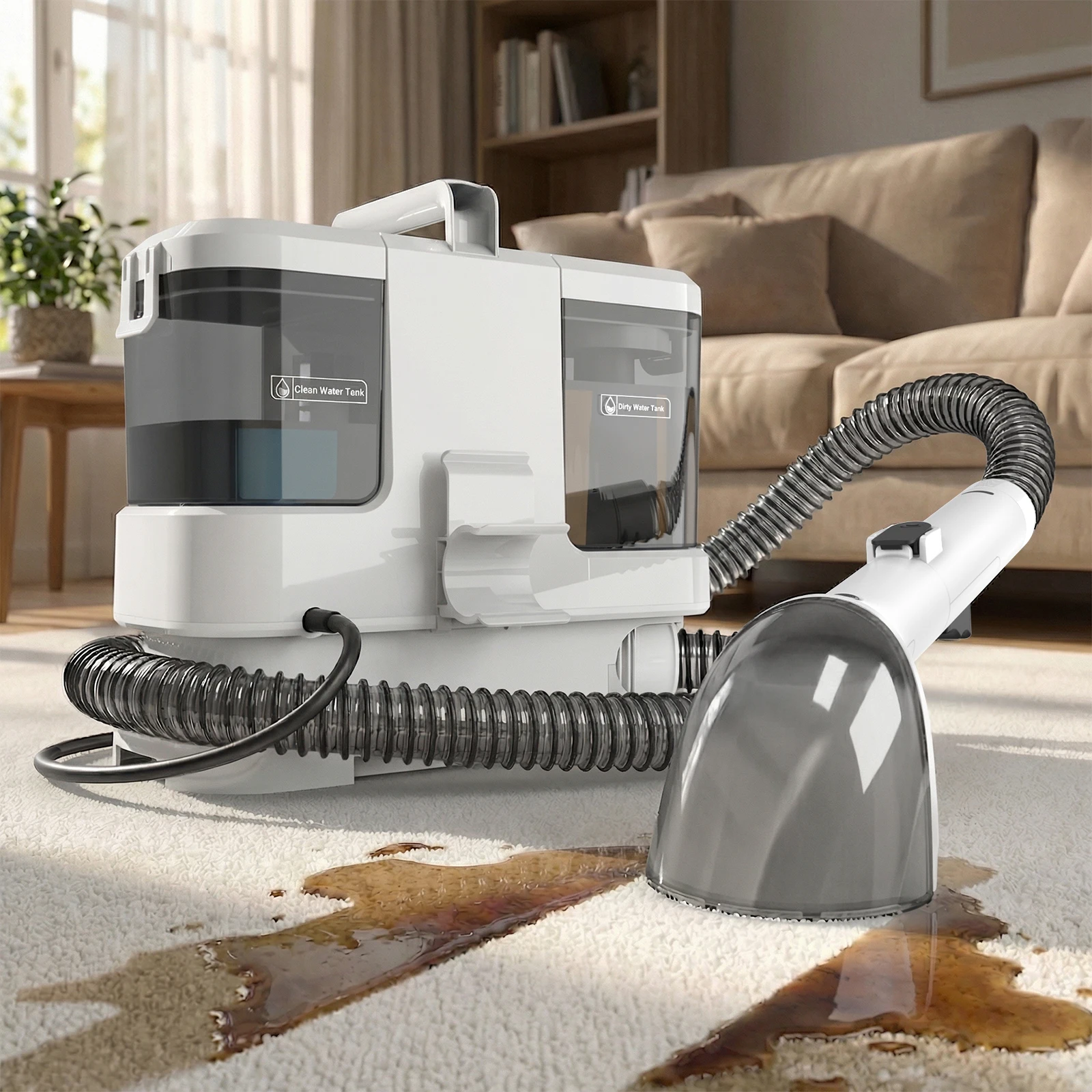 Lubluelu V2 Carpet Cleaner Machine 16kPa Portable Upholstery Cleaner Pet Special Stain Powerful Cleans Rugs Sofas Mattresses