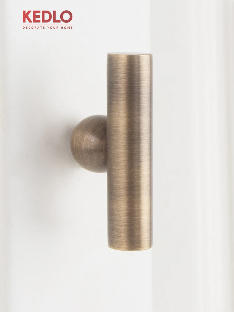 KEDLO Massiver Messing-Kugelgriff, Moderner Luxus-Ziehgriff für Küchenschränke, Antiker Messinggriff, Schubladengriff in Gold – Detail 6