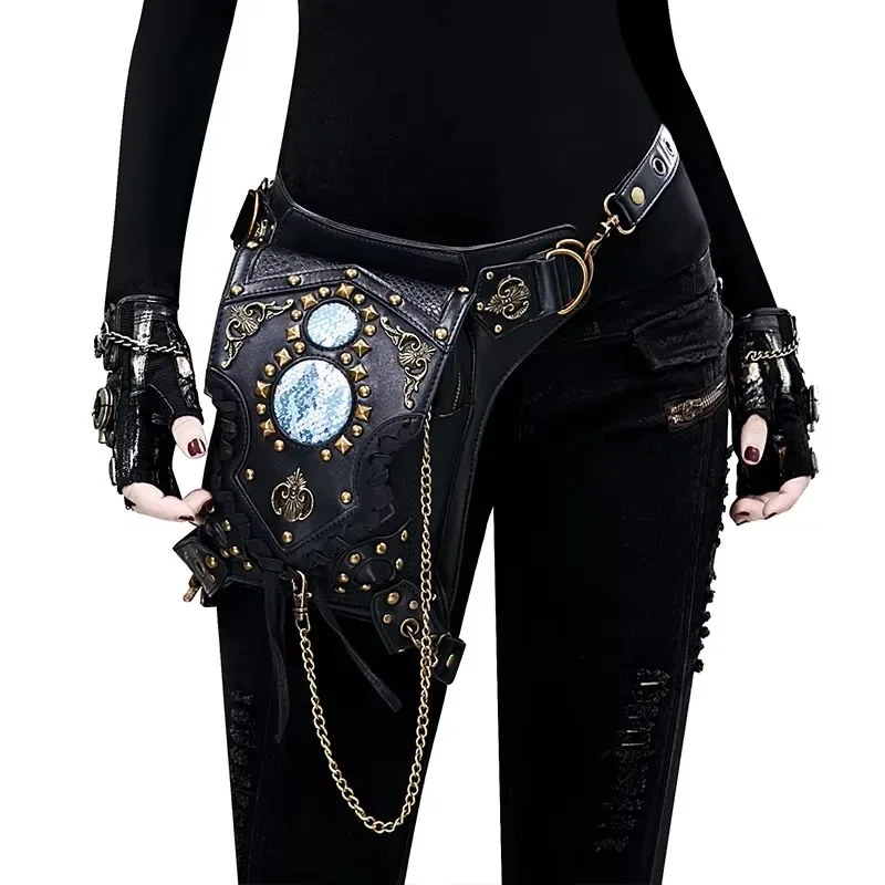 Gothic Motorcycle Drop leg Thigh Bag Men Waist Bags Women Steampunk Crossbody Bag Skull Hip Belt Holster Bag Travel Pack Pouch