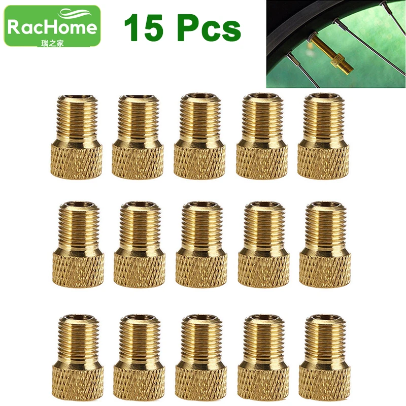 15pcs Copper Bike Valve Adapter Convert Presta To Schrader Valve Bicycle Pump Air Inflator Valve Nozzle Tool Bicycle Accessories