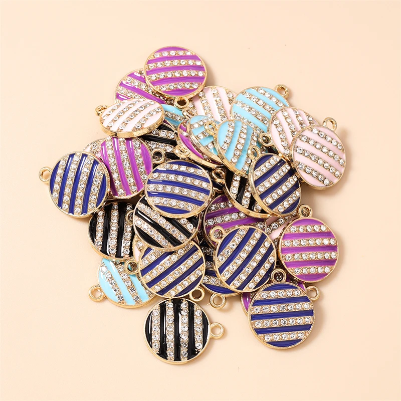 

20pcs 16x19mm Cute Crystal Enamel Round Charms Pendants for Making Earrings Necklaces Bracelets DIY Crafts Jewelry Accessories