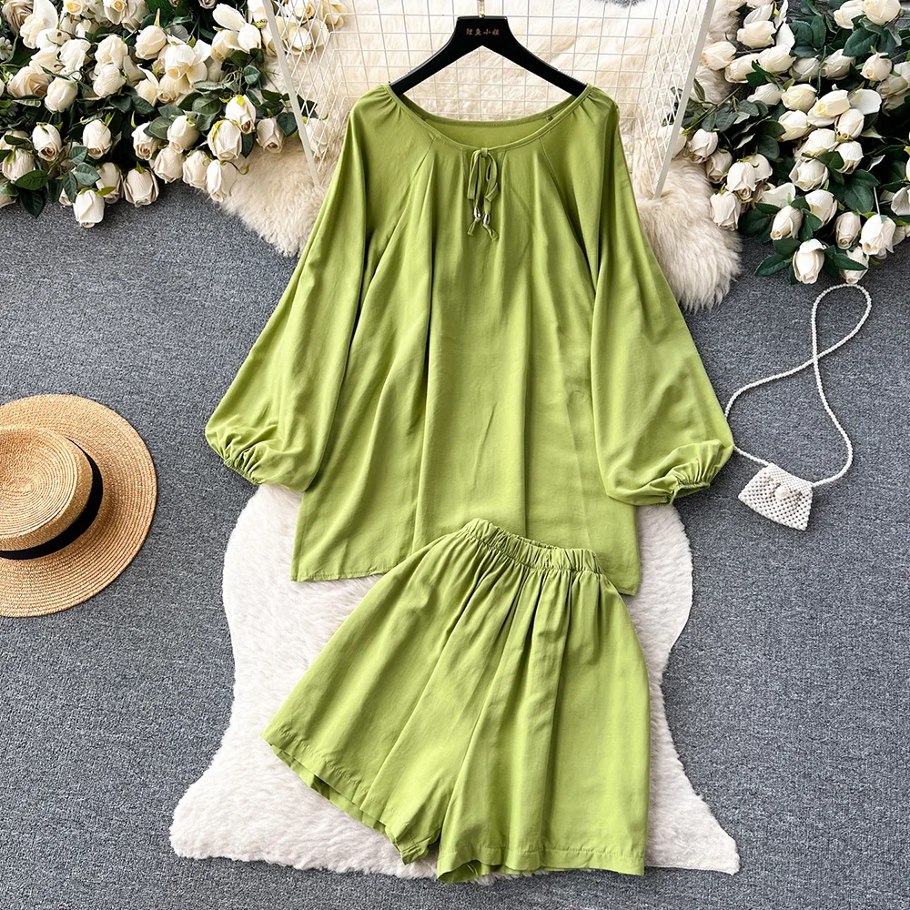 

Croysier Short Sets 2023 Casual Two Piece Set For Women Outfit Loose Blouse Top And High Waist Shorts Co Ord Set Womens Clothing