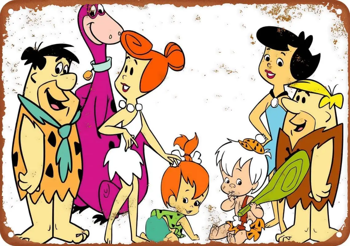 Постер Flintstone для семьи, винтажный металлический оловянный знак, алюминиевый знак для гостиной, кухни, бара, кафе, 8x12 дюймов, цвет