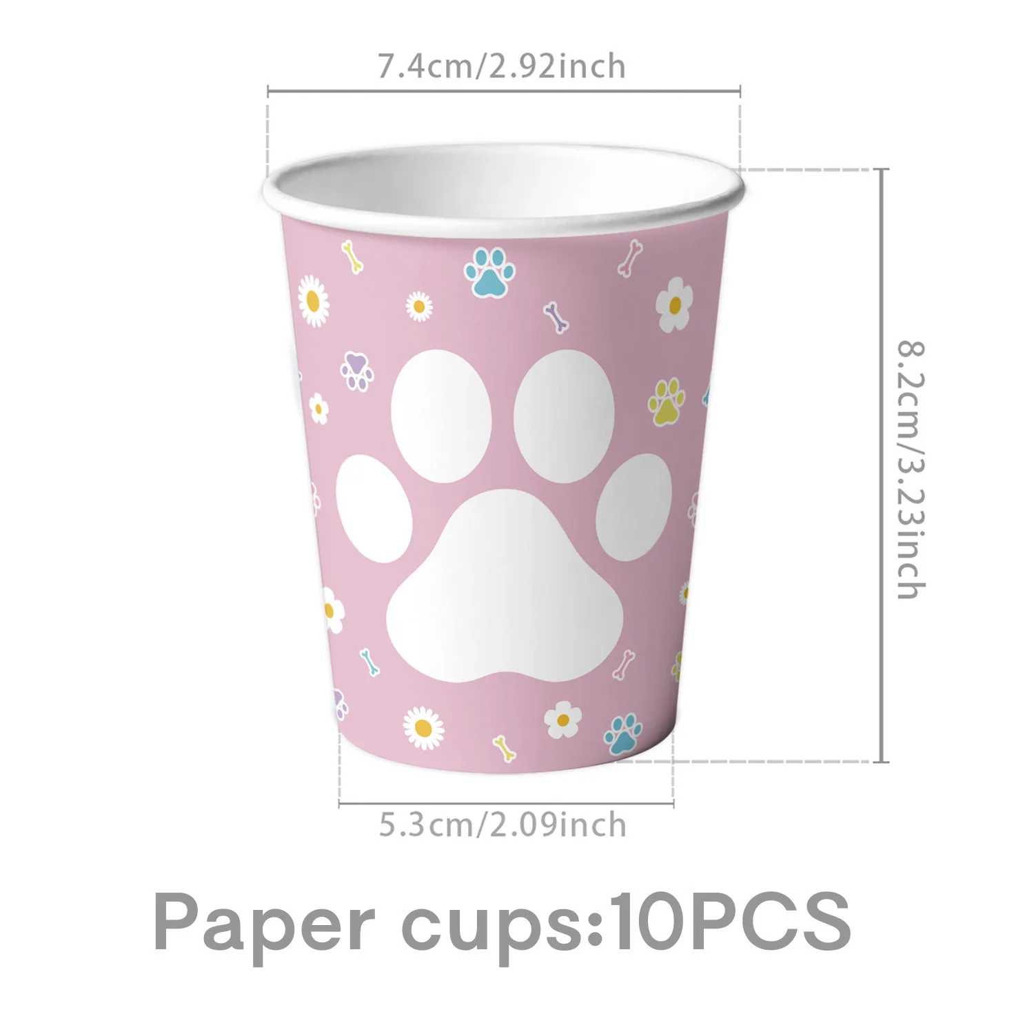 Rosa Pfotenabdruck Partygeschirr Hund Rosa Welpe Geburtstagsparty Pappteller Servietten Dekorationen Kinder Jungen Mädchen Babyparty – Detail 4