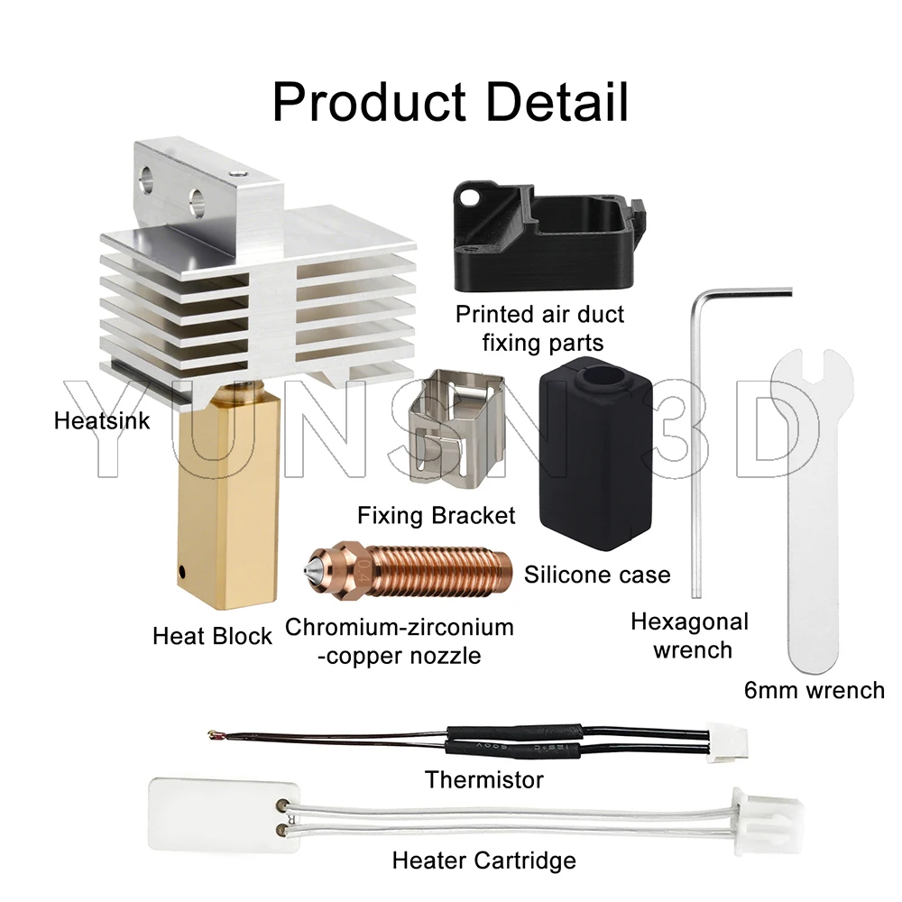 Hotend Kit For Elegoo Centauri Upgrade Detachable Heating Block Throat Kit Chromium Zirconium Copper Nozzle For Centauri Carbon 4