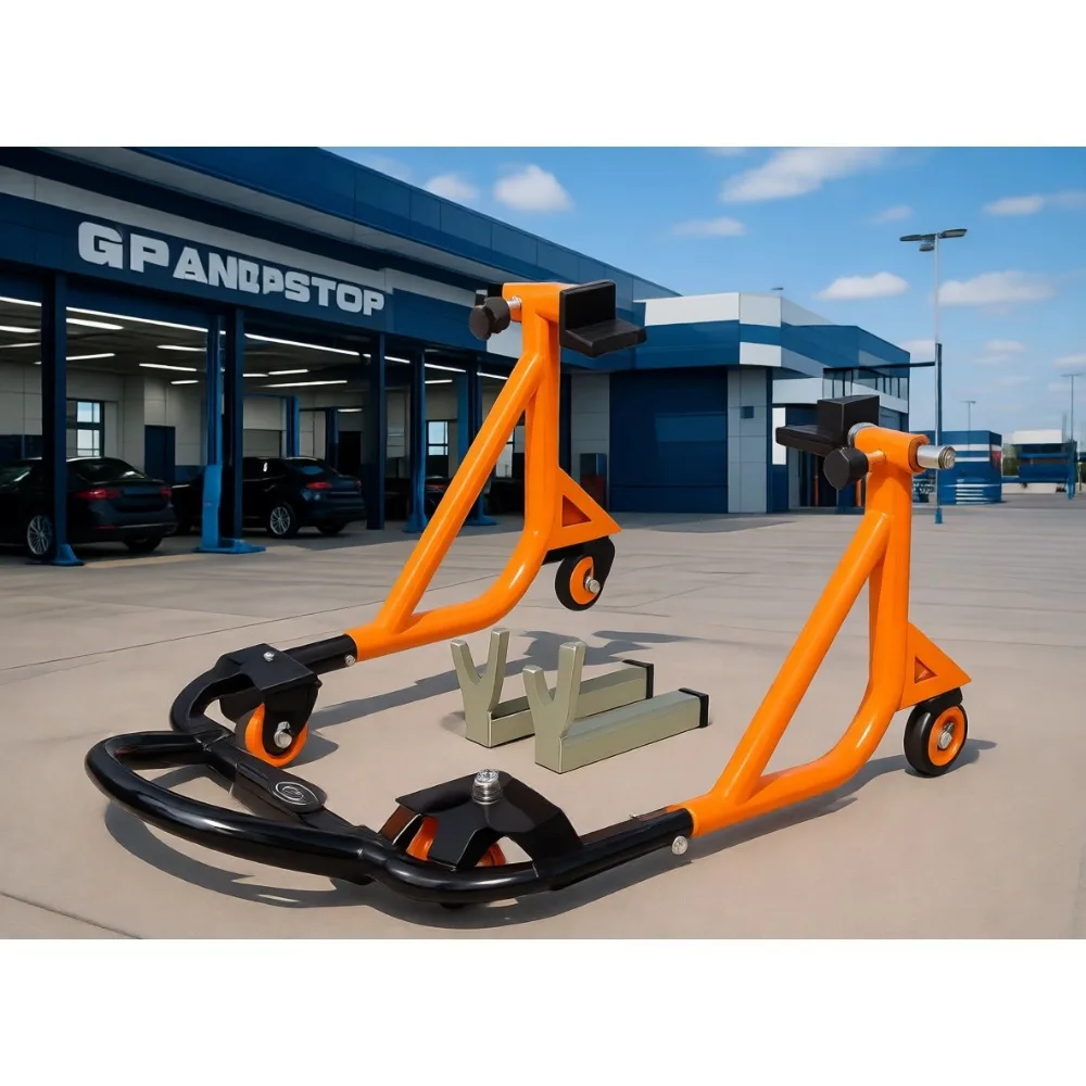 

Универсальная регулируемая задняя подставка для мотоциклов с опорой для маятникового рычага, 360-градусная, разборная, для мотоциклов весом до 500 фунтов.