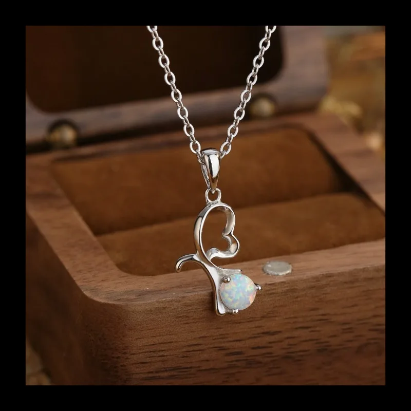 

S925 серебро новое ожерелье с драгоценным камнем орхидеи и опалом модное темпераментное легкое роскошное высокое чувство ретро цепочка на ключицу для женщин