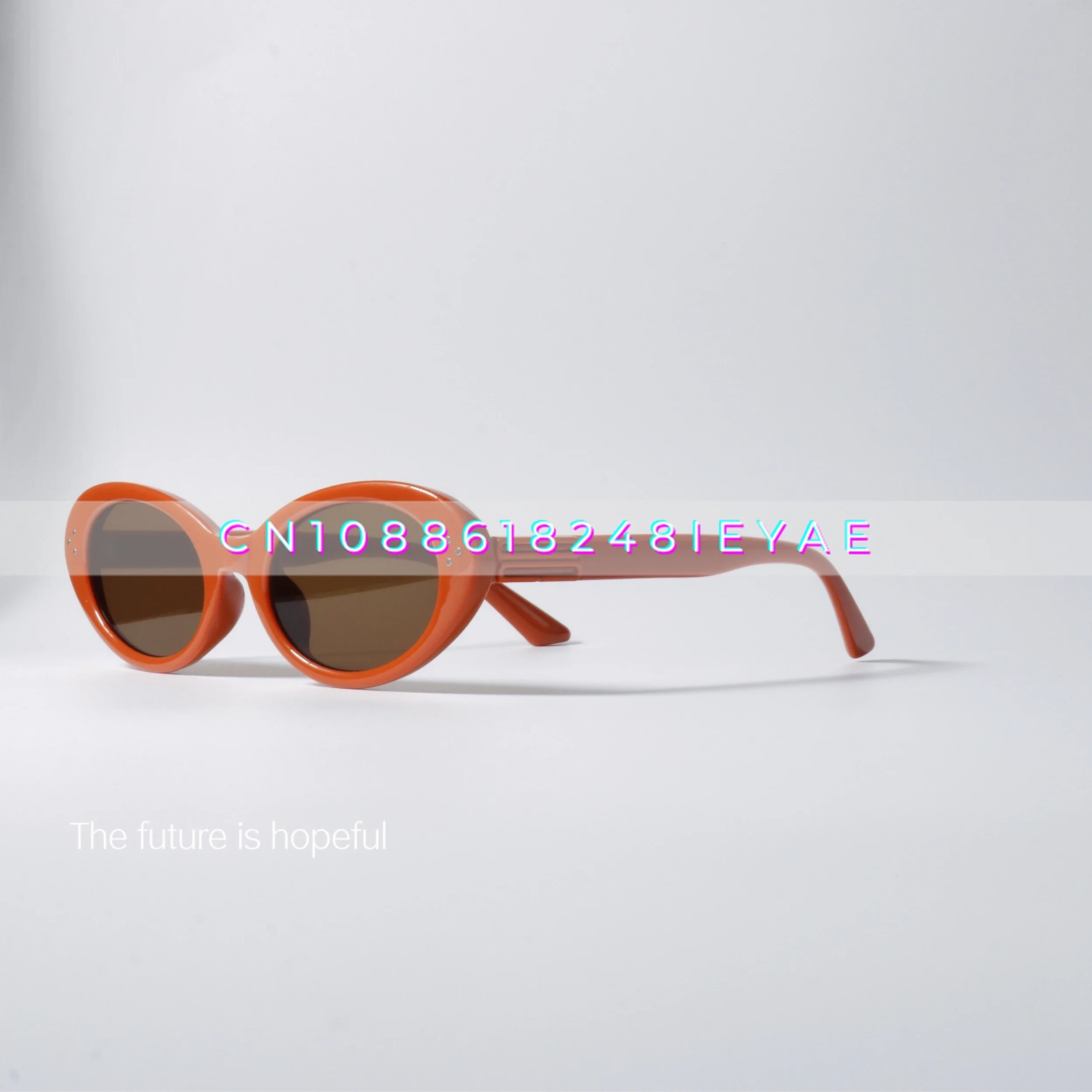 Hong Kong Style Retro Orange Sunglasses Uv400 Anti-ultraviolet Cat Eye Shape Personalized Sunglasses