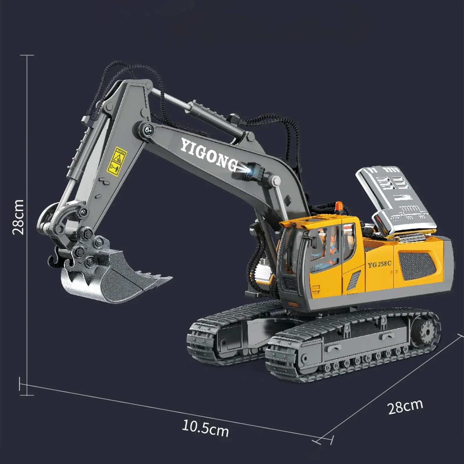 Brinquedo Escavadeira de Controle Remoto, Bulldozer Caminhão Basculante, 11, 9 Canais, Simulação de Liga, Tecnologia Sem Fio 2.4G, Novo