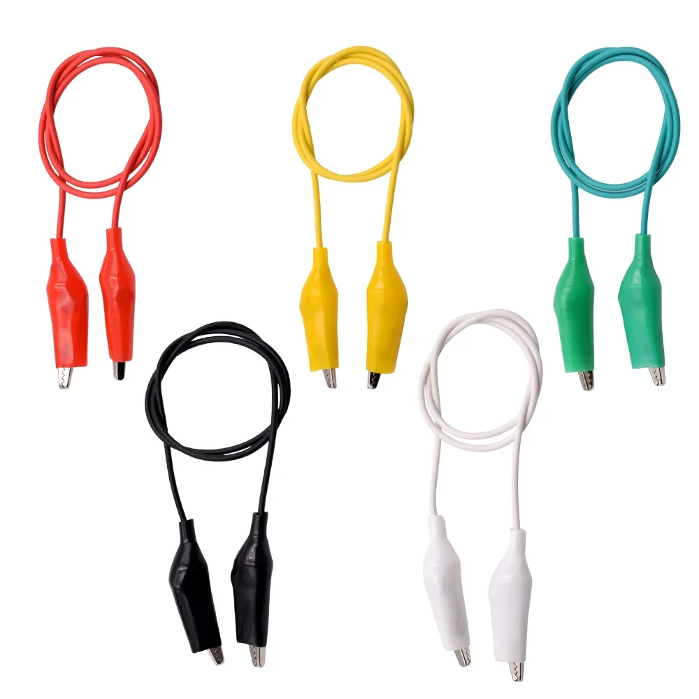 10pcs 50cm Colored Crocodile Clip 28 35 45mm Electrical Wire Test Lead Double Ended Alligator Clip DIY Power Supply Cable Jumper