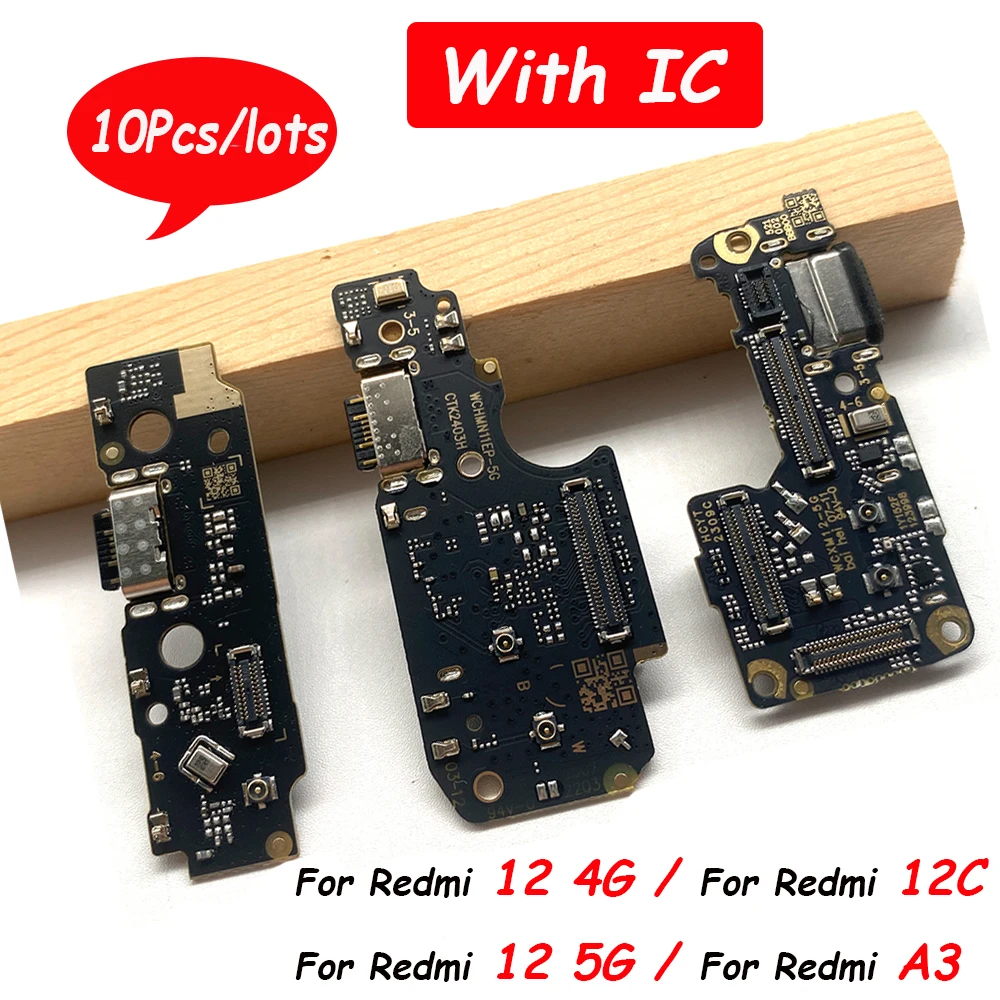 10Pcs Fast Charger USB Dock Charging Dock Port Board With Micro Flex For Xiaomi Redmi 12 4G 5G 12C Note 12 13 Poco C61 X4 Pro 5G