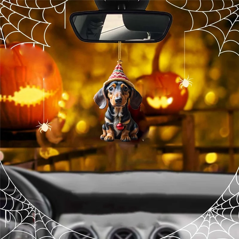 7PCS 3D Dog Pendant Decorative Hanging Ornaments for Tree Car Backpacks DIY Funny Dog Printing Acrylic Puppy Pendants