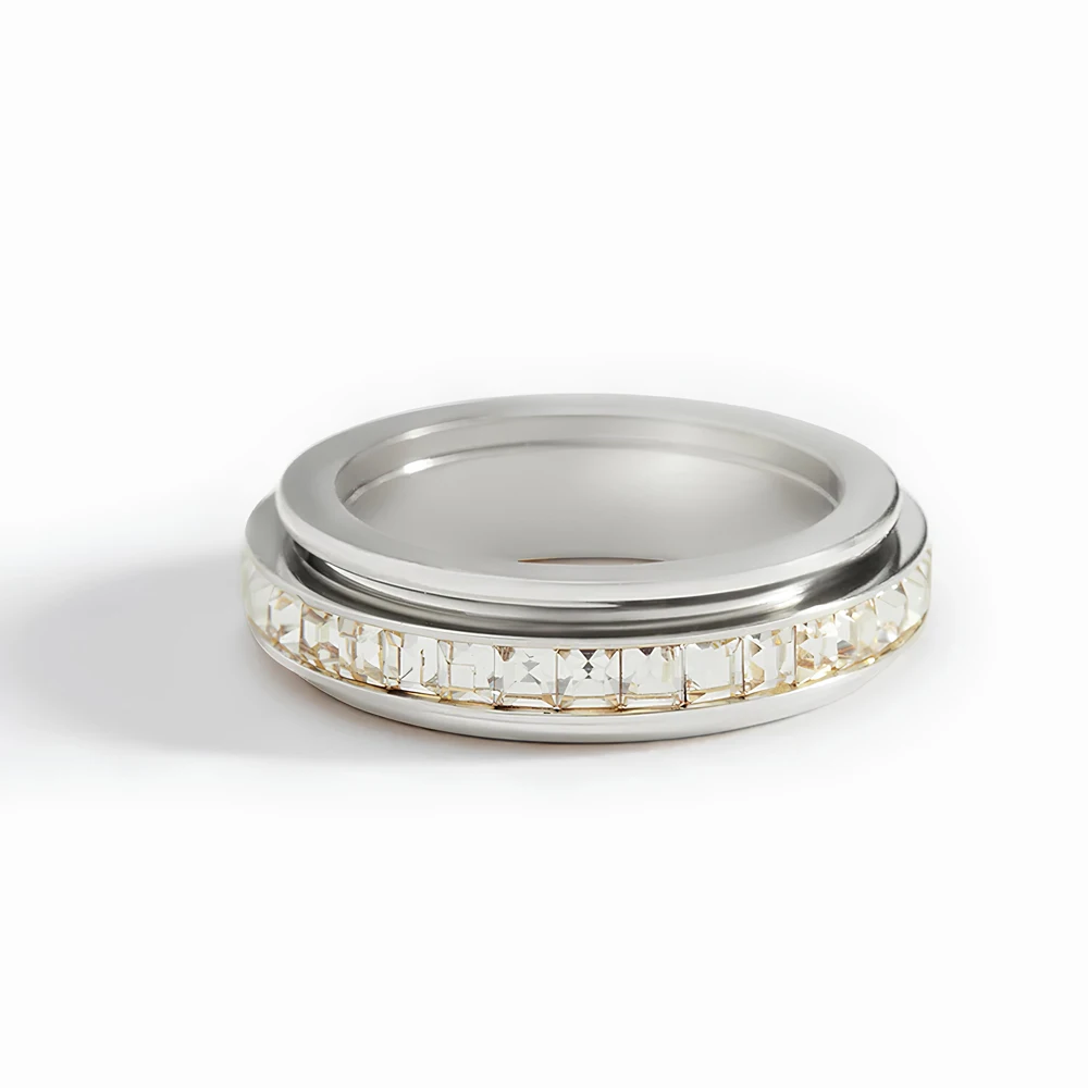 316L Edelstahl Herrenschmuck AAA Kubikzirkonia Spinner-Ringe Angstlösende Fidget-Ringe für Frauen Weihnachtsgeschenk – Detail 2