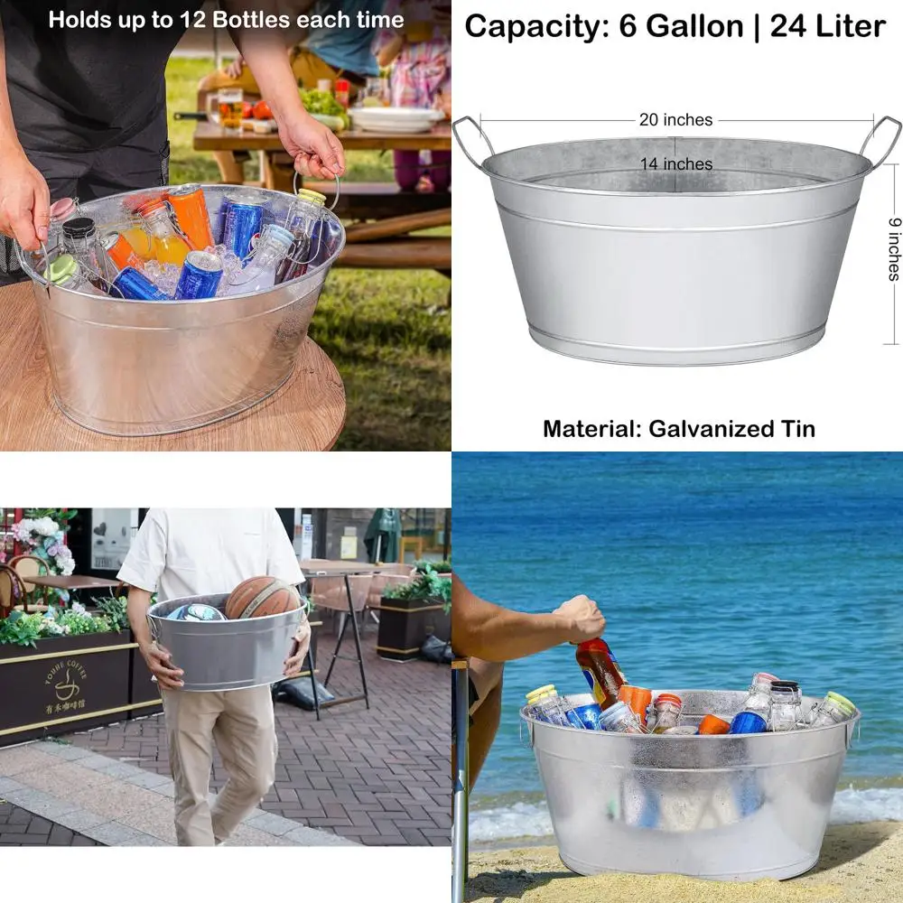 

Double 6-Gallon Steel Drink Tubs, 20x14x10 inches