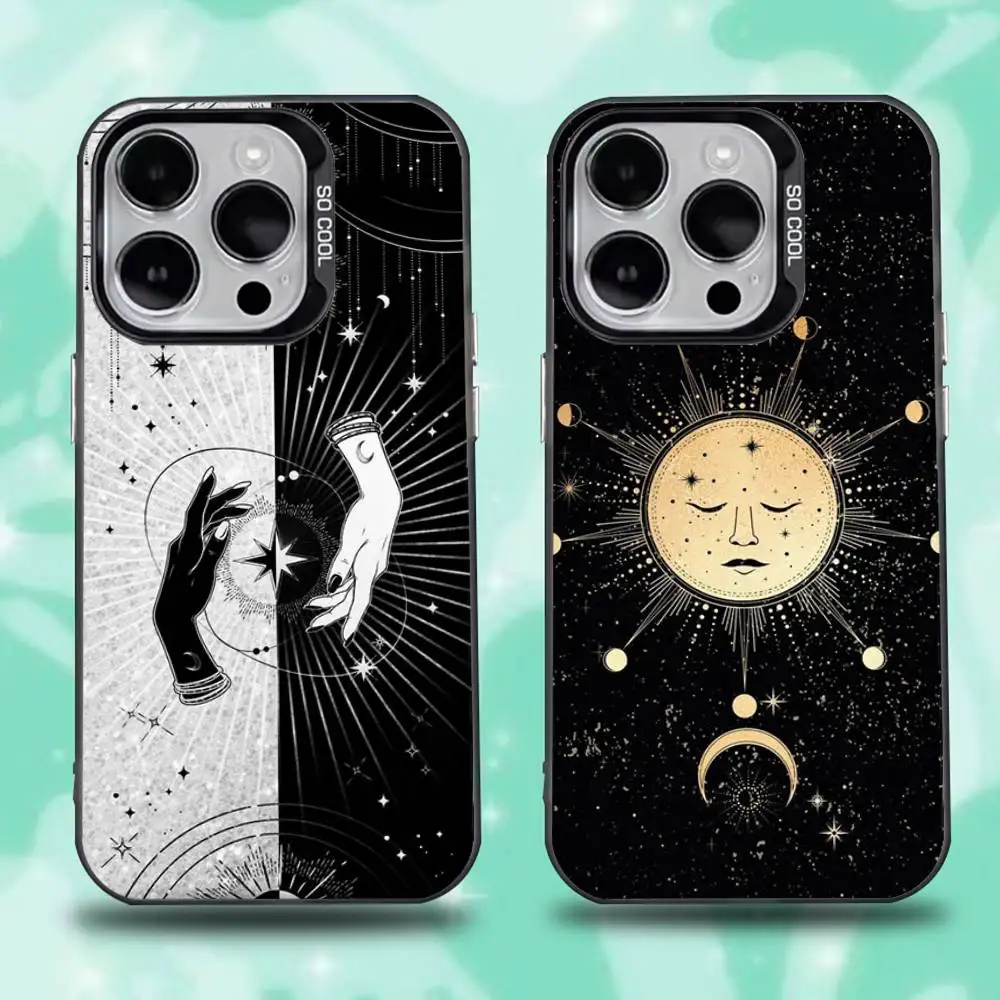 

Suns Moons Astrological Phone Case For iPhone 16,15,14,13,12,11,Mini,Pro,E,SE4,XS,MAX Black Candy Matte Cover