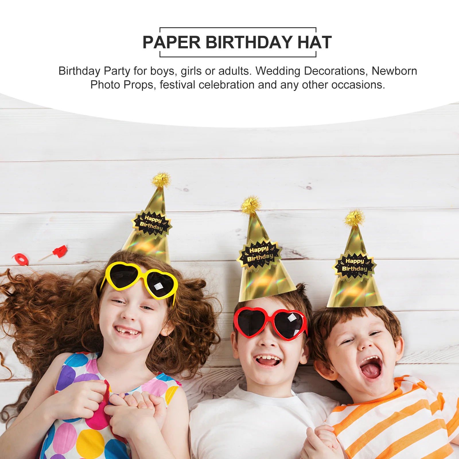 

5 Pcs Birthday Hat Paper Glittering Headdress Funny Hats Novelty Colorful Cap Party Headwear Princess