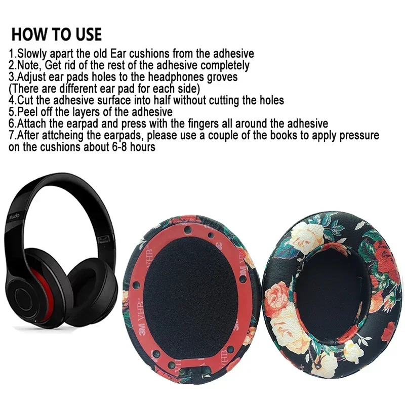 

1 Pair Replacement Ear Pads Earmuffs Ultra-soft Sponge Cushion Suitable For Beats Studio 2 3 Wireless Headphone Accessories