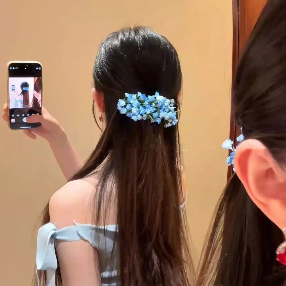 

Vintage Sweet Starry Sky Flower Hair Clip Fairy Bohemian Floral Side Clip Elegant Simulation Flower Thai Hairpin Bridesmaid