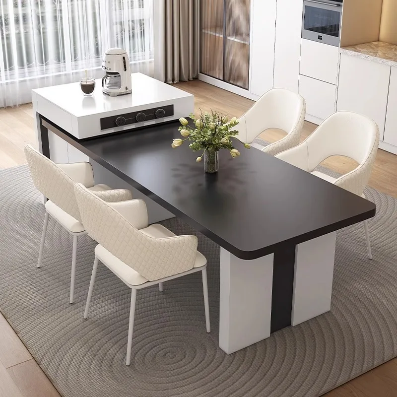 

Island table integrated intelligent electric retractable household large-sized Italian minimalist mid-island platform rock slab