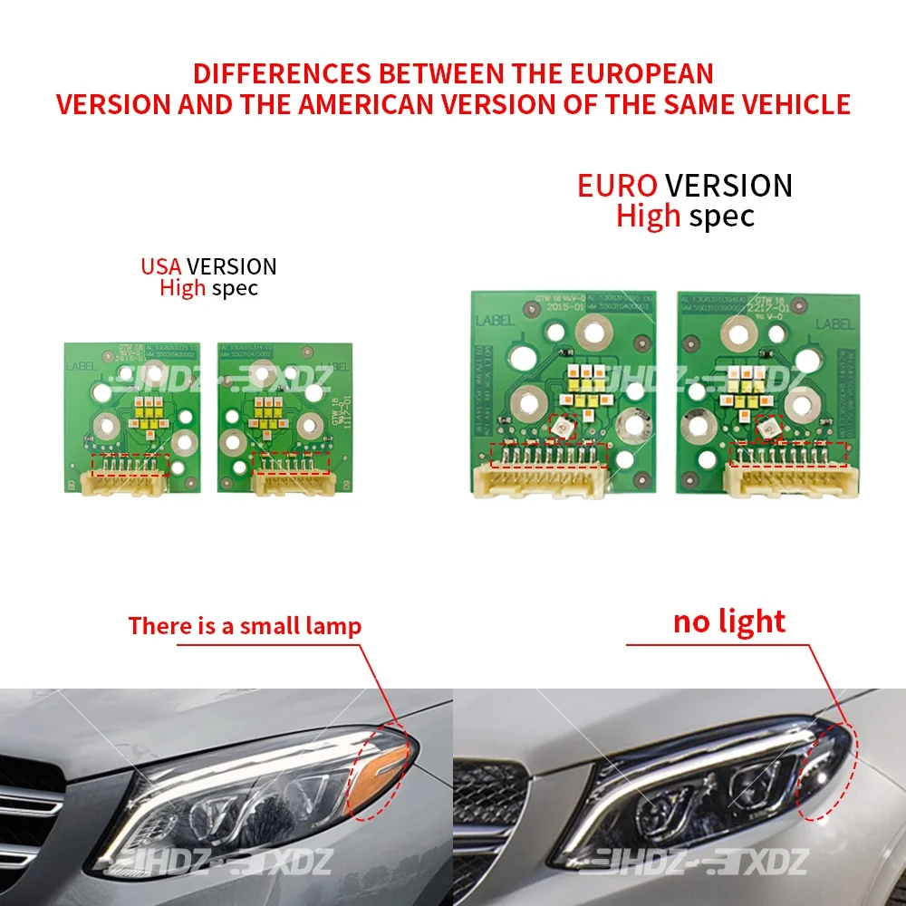 White DRL LED Board For Mercedes GLE350 GLE63 2016-2019 Headlight Daytime Runing Light Module Lightsource 1305715307 A2189066100