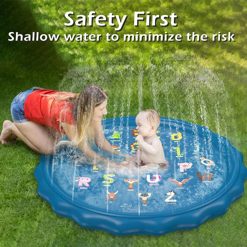 

1Pcs Kids Play Spray Mat 100cm Beach Inflatable Water Sprinkler Pad Outdoor Game Lawn Swimming Pool Mat Kids Bath Happy Game Toy