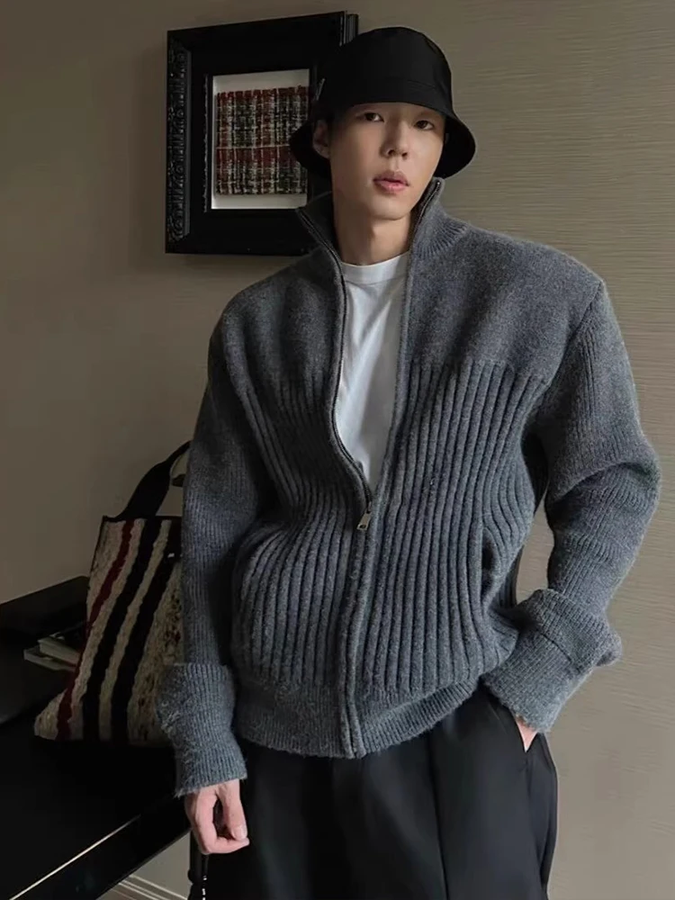 

Открытый кардиган с воротником в американском стиле ретро, мужской свитер, осень-зима, высокая чувствительность, ленивый, мягкий, уютный, вязаный, верх...