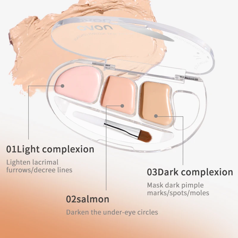 คอนซีลเลอร์พาเลท 3-in-1 กันน้ํา ติดทนนาน ปิดจุดด่างดํา ปรับสีผิวให้กระจ่างใส ครอบคลุมปานกลางถึงสูง