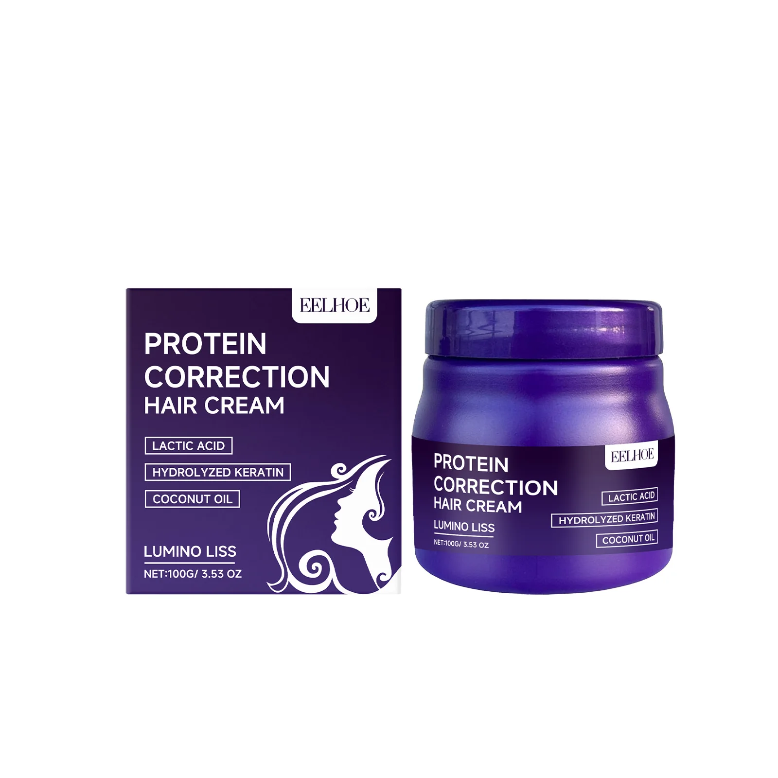 

EELHOE Protein Hair Straightening Cream, No Pull Keratin Treatment, Anti-Frizz Repair Damaged Hair Smooth Care