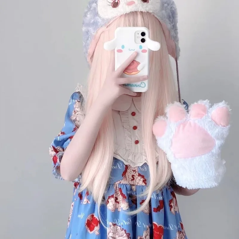 Pluszowe rękawice w kształcie kociej łapki, japońskie cosplay dla dziewczyn, urocze kawaii, impreza, anime, kocie łapki, rękawice do występów, miękkie zabawki, akcesoria do cosplayu