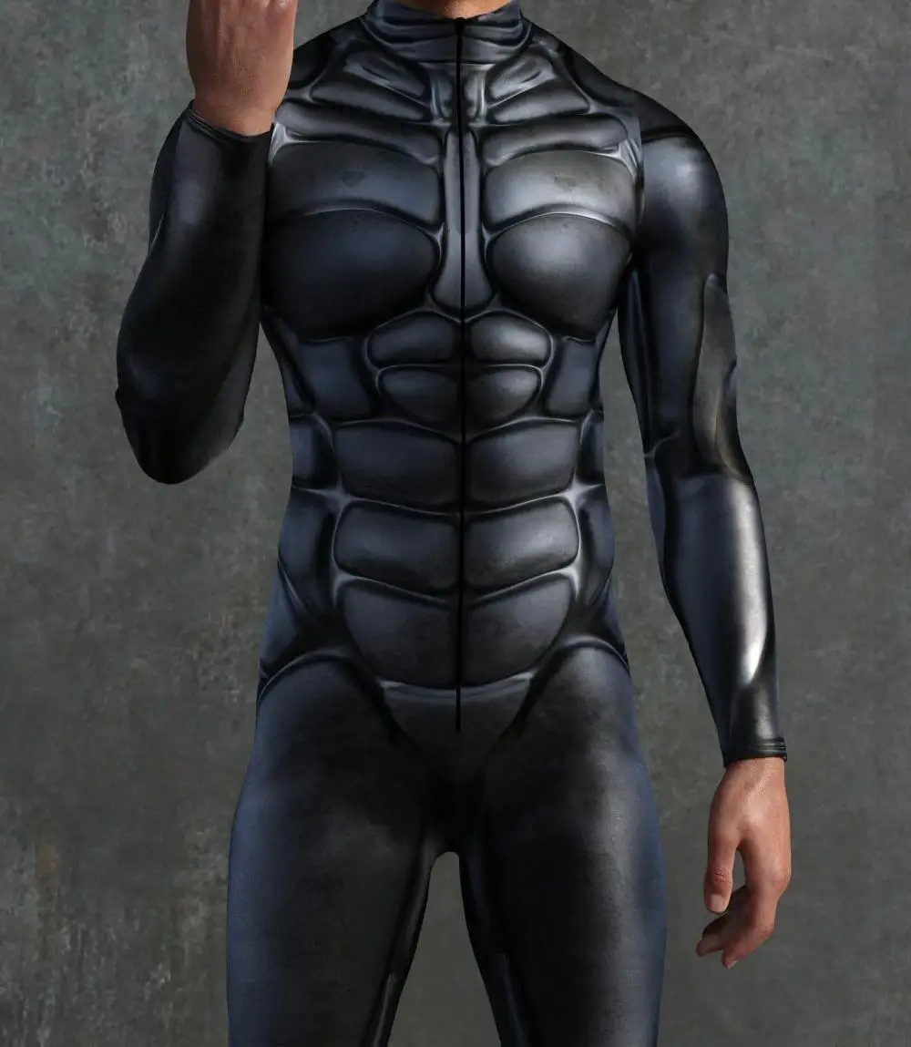 Herren Damen Punk Mechanischer Rüstungs-Jumpsuit Halloween-Party Cosplay Totenkopf Steampunk-Kostüm Elastische Bodysuits Rompers – Detail 8
