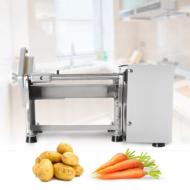 Commercial Horizontal Electric Potato Chip Cutter, Stainless‑Steel Slicer Chopper for Potato Carrot