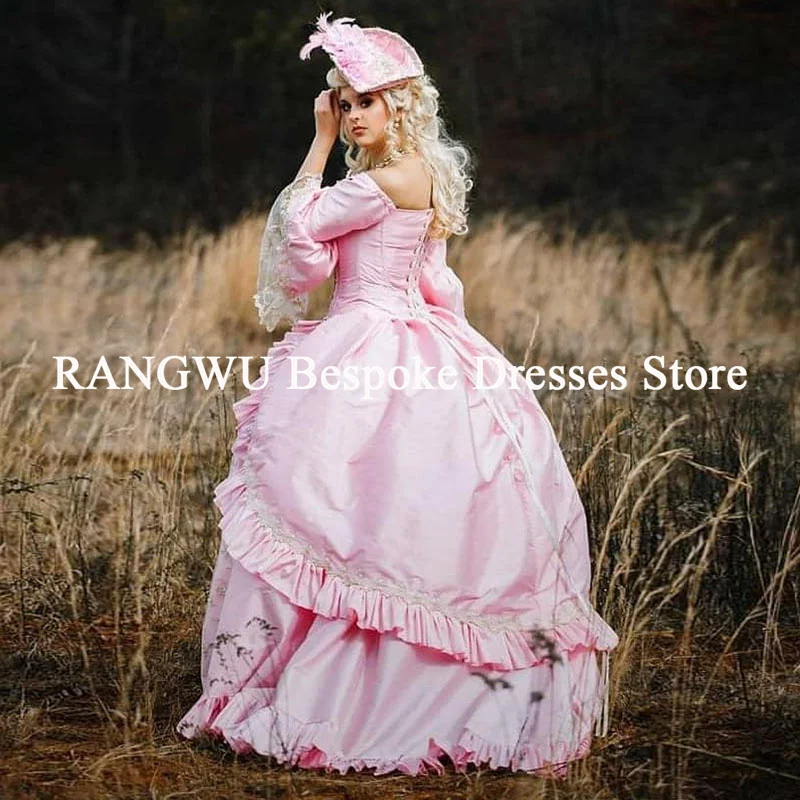 Pêssego rosa vintage vitoriano vestidos de casamento guerra civil applique espartilho medieval princesa vestido de noiva vestidos de gala personalizado