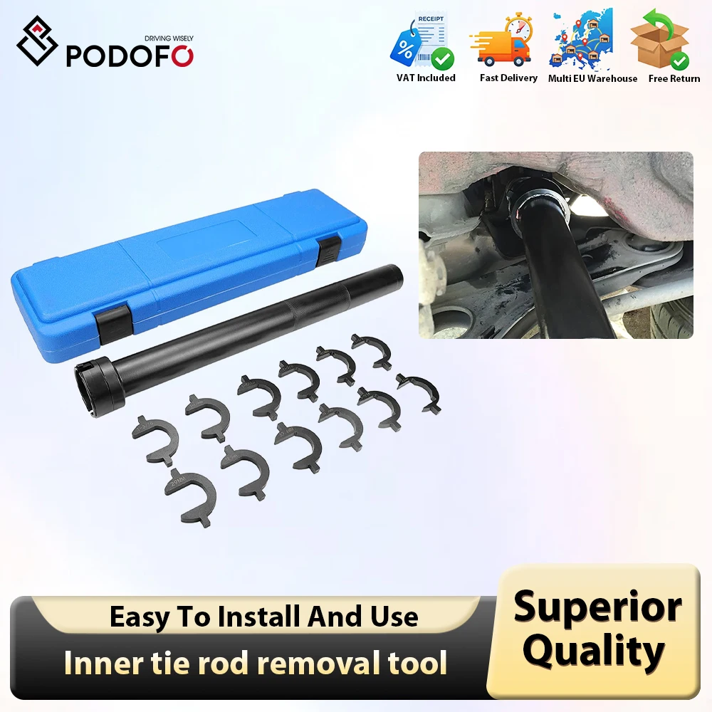 Podofo 13 pièces clé de gouvernail de direction biellette de direction biellette de direction tête sphérique intérieure retrait extracteur outil de réparation de châssis de voiture