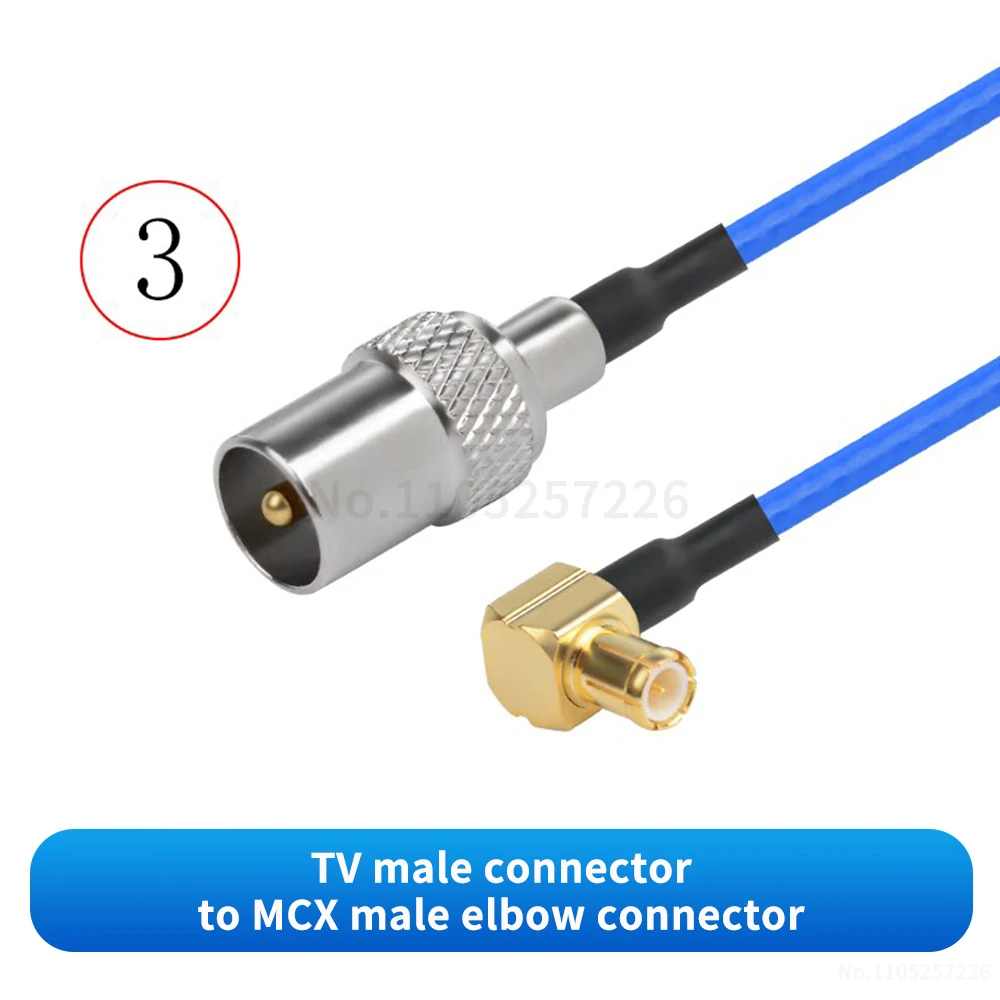 (1 Piece) TV to MCX Male / Female Connector (Ultra-flexible RG316 Blue RF Adapter Cable) TV to MCX Signal Extension Cable