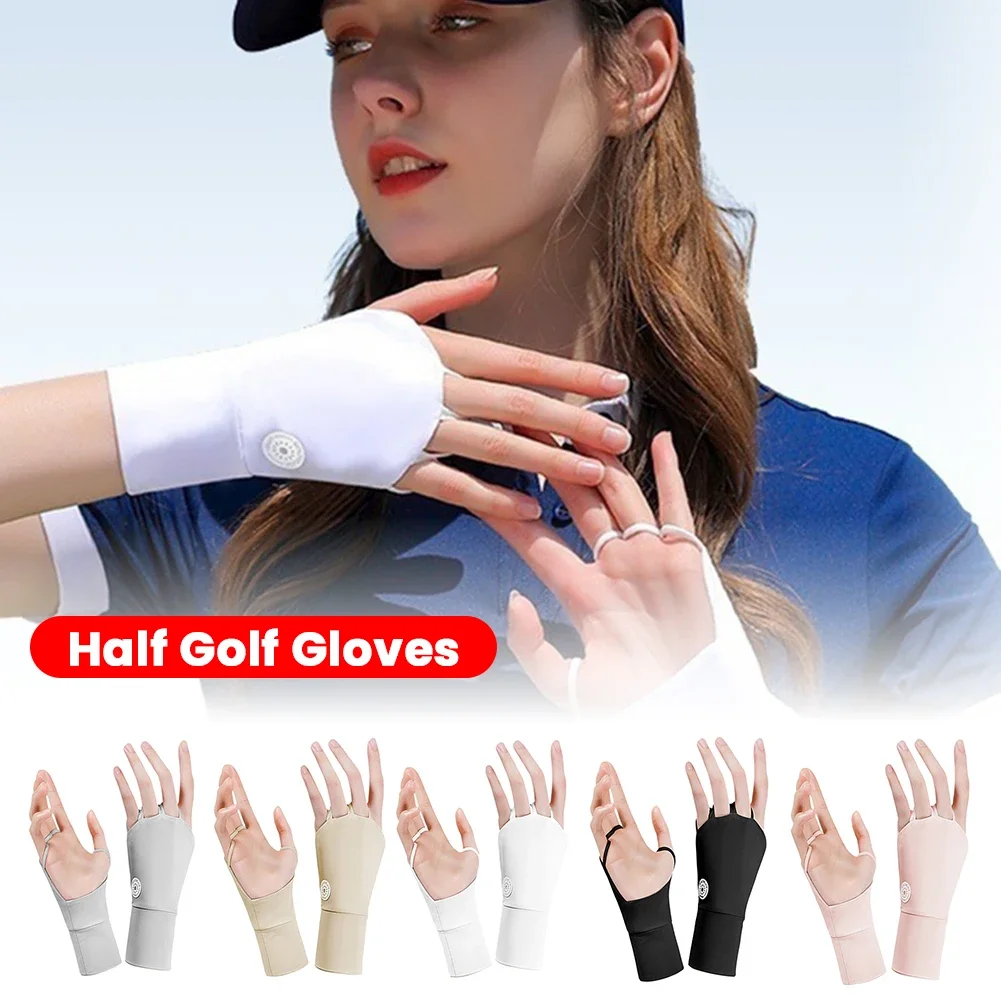 

Women Protector Golf Gloves Cool Breathable Sun UV Protector Golf Glove Hollow Palm Elastic for Outdoor Practice