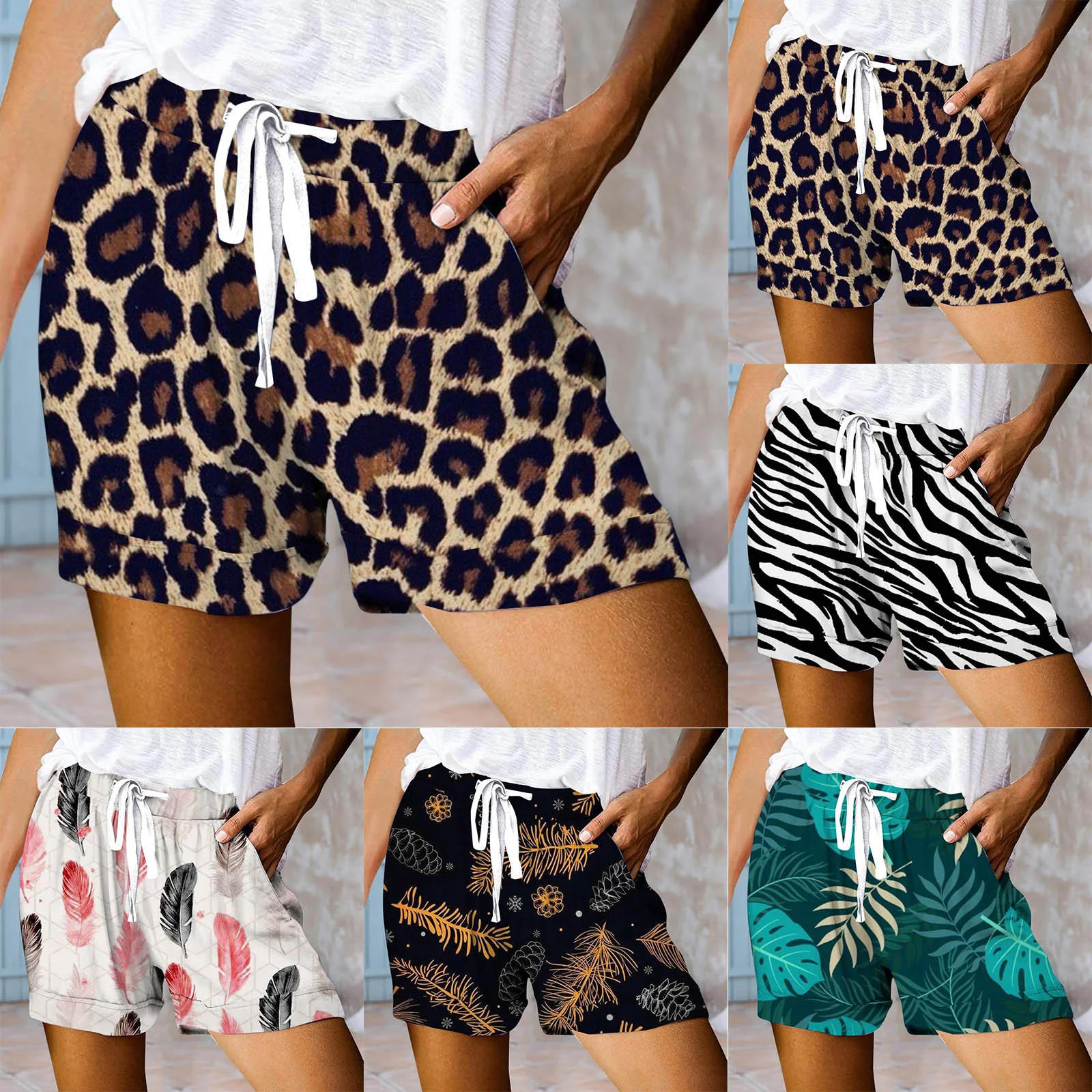 Fashion Leopard Print Women Shorts Casual Snake Print Fitness Short For Lady Women High Waist Casual Biker Short Femme